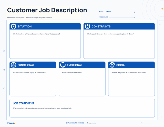 Preview of the Customer Job Description worksheet