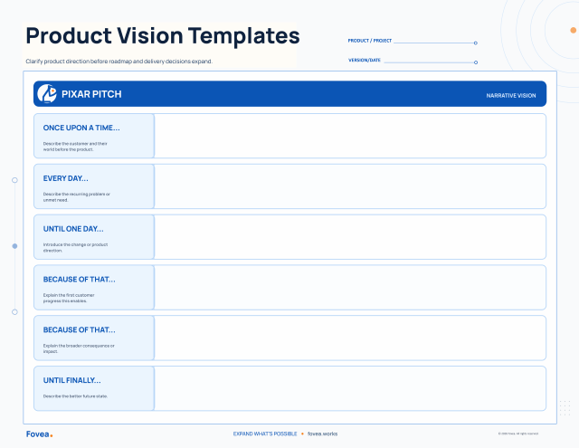 Preview of the Product Vision Templates worksheet set